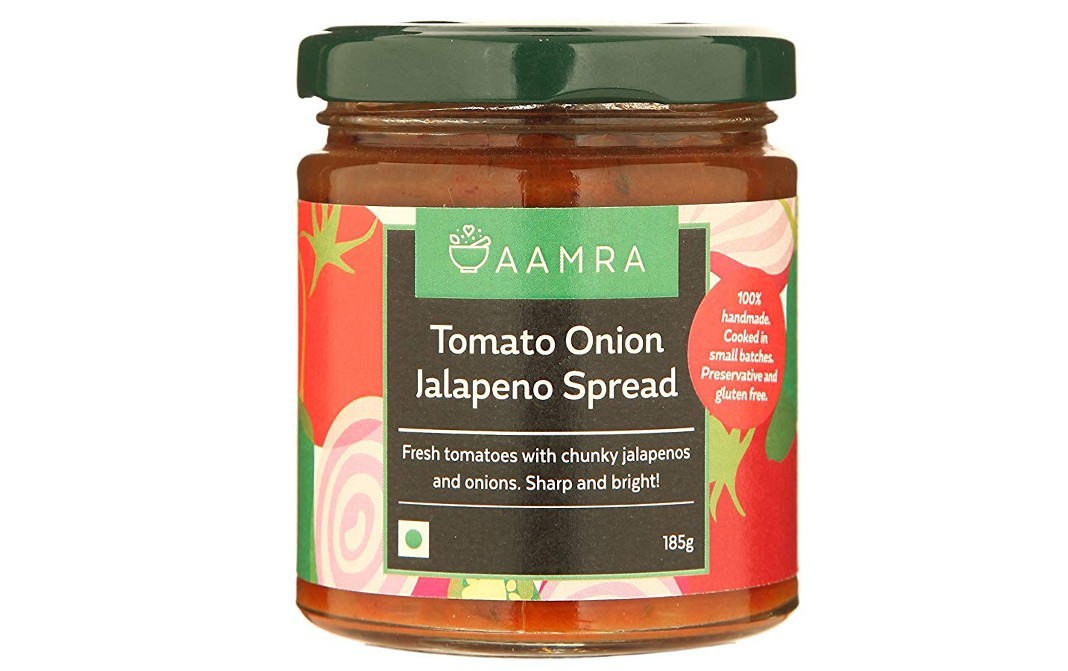 Aamra Tomato Onion Jalapeno Spread   Glass Jar  185 grams